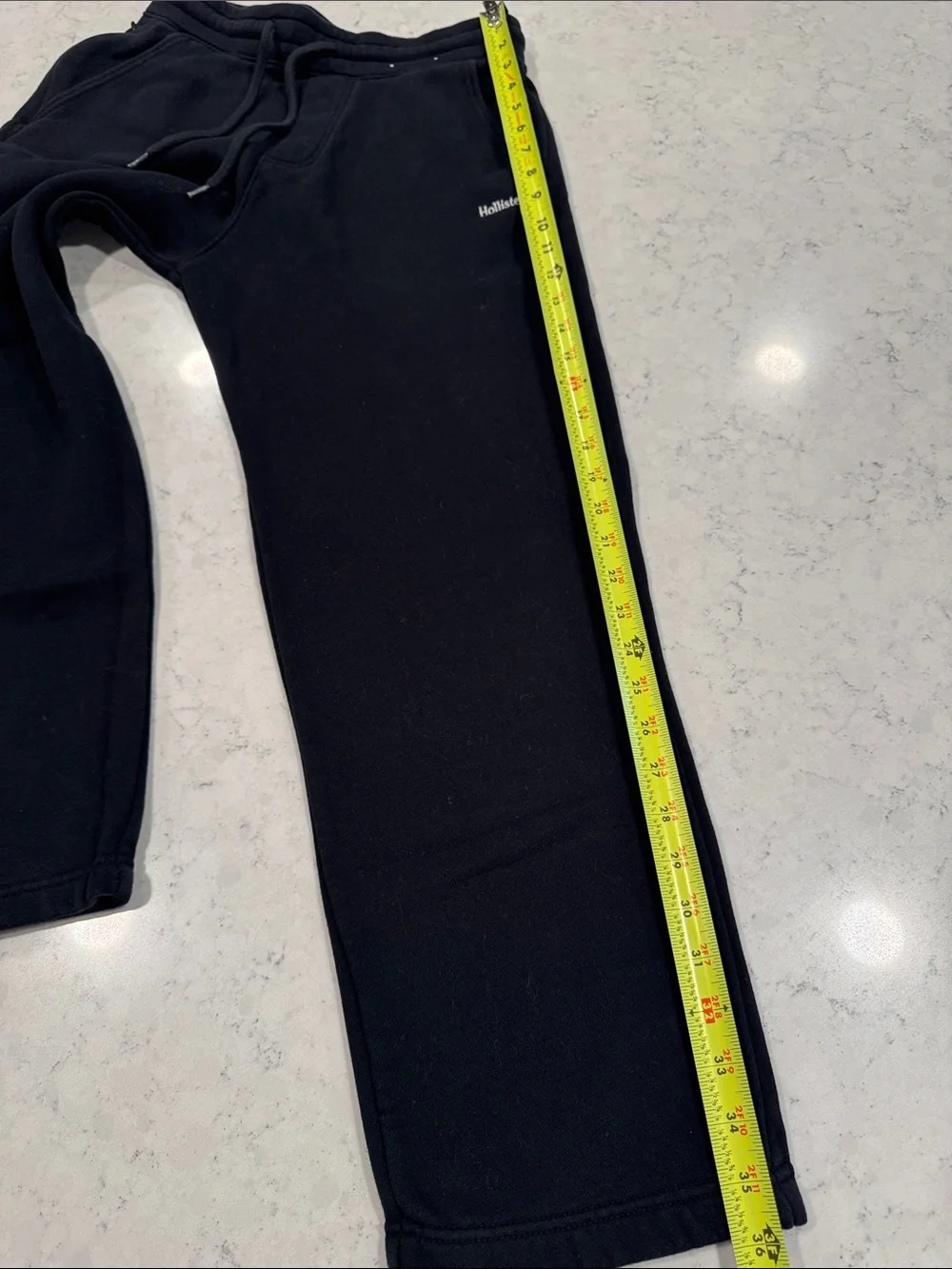 Hollister Men's XS Black Drawstring Open Wide Leg Sweatpants Pockets Baggy Logo